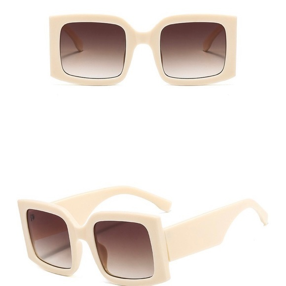 CREAM FRAMES WITH BROWN LENSES-LUXURY TRENDY OVERSIZED SUNNIES NEW‎ - Picture 3 of 6